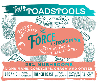 Tasty Toadstools Organic Mushroom Coffee Blends – Lion’s Mane, Cordyceps & Oyster Mushroom Coffee